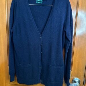 Ralph Lauren 100% Cashmere Navy Cardigan Sweater size L